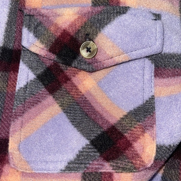 Sage Collective Shirt‎ Jacket Purple Plaid Size Medium Sherpa Fleece - Picture 7 of 7